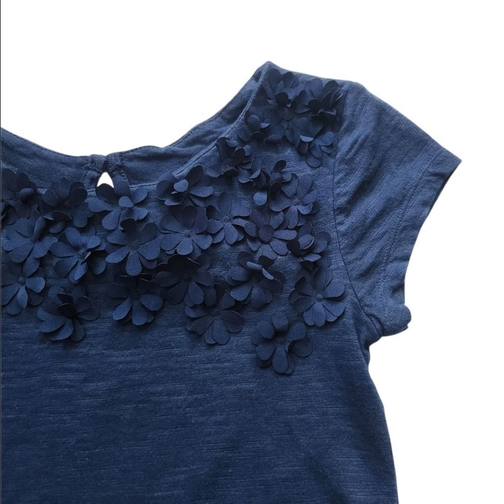GAP Kid's Girls Blue Jersey Dress Short Sleeve with Flowers 3D Size Large - Picture 5 of 9